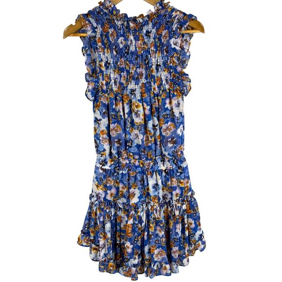 Misa Los Angles Alia Smocked Dress in Blue Pansy Size‎ XS - Picture 7 of 12